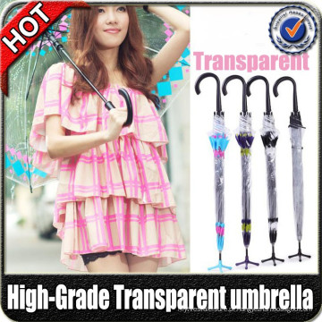 Promocional moda reta cor PVC plástico claro transparente guarda-chuva